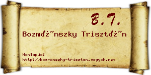 Bozmánszky Trisztán névjegykártya